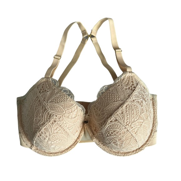 Lively Women's All Day Lined Wired Lace Bra 32DDD Beige - Picture 1 of 9